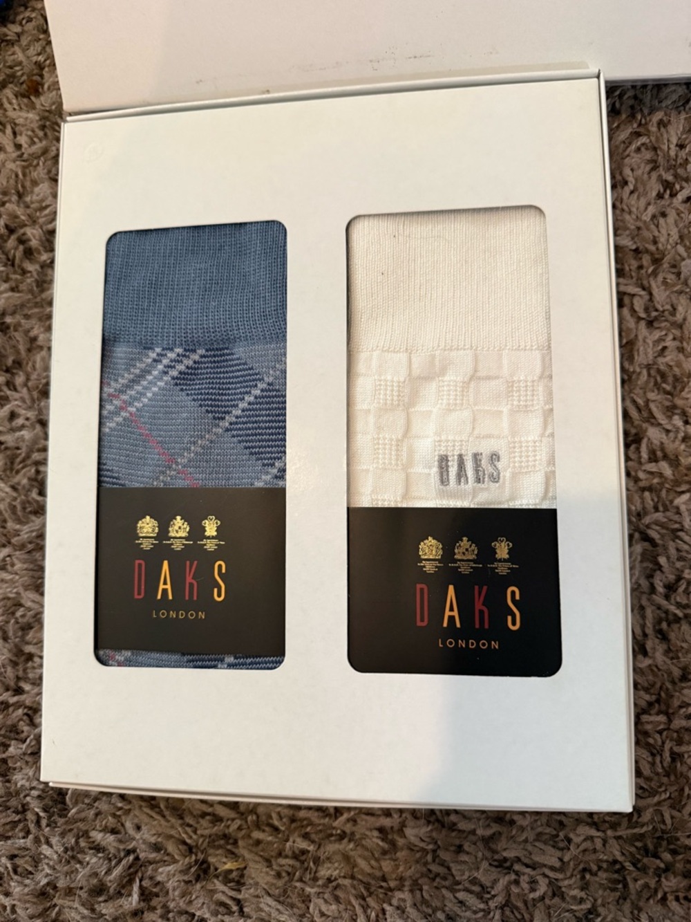 DAKS London Men’s Blue Plaid & White Sock Gift Set